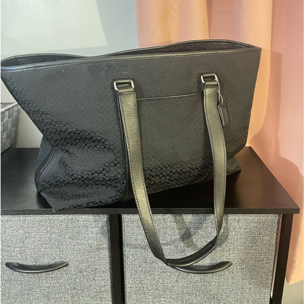 Coach Black Monogram Jacquard Logo Mini Signature tote,  smoke free very clean.